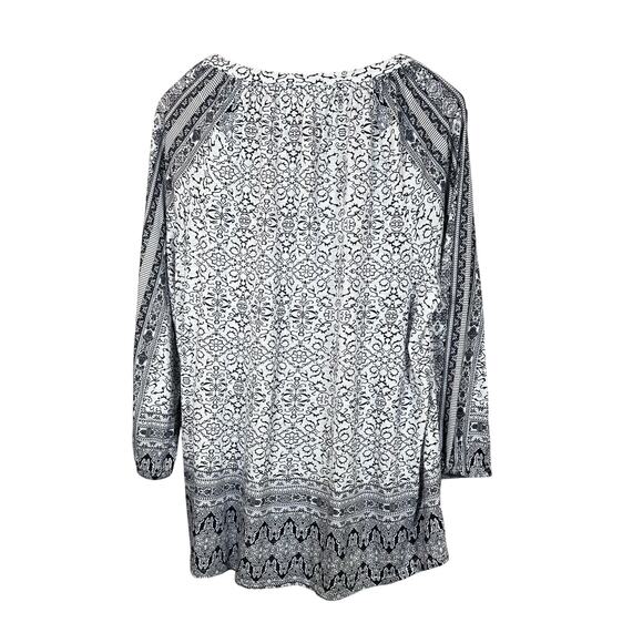 Style & Co Blouse Women's Size XL Floral Long Sleeve Boho Blue & White - Picture 2 of 9